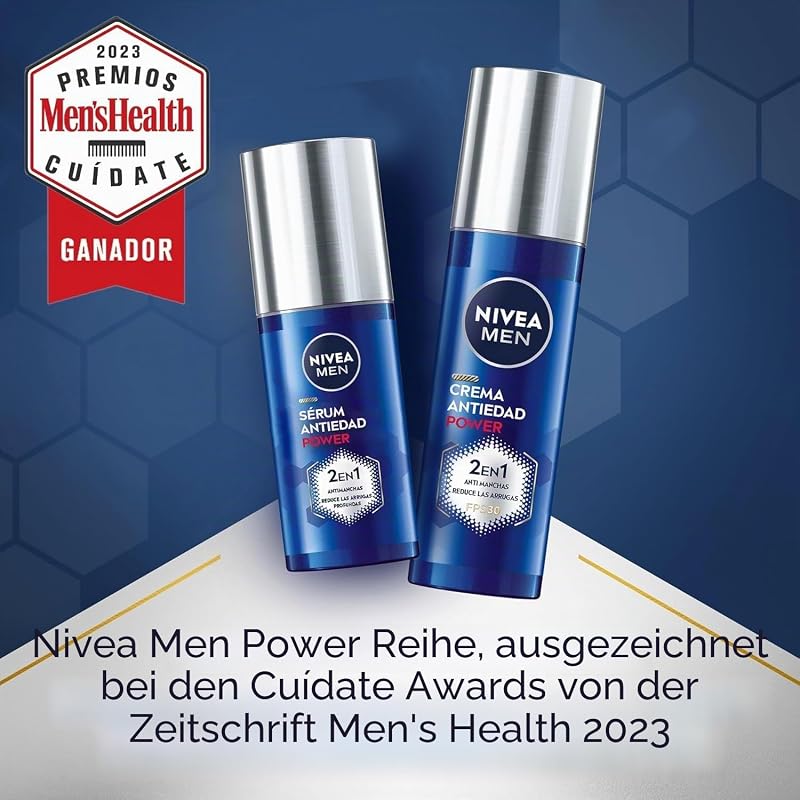 POWER Anti-Aging Serum 2-in-1 Anti-Falten und Anti-Falten (1 x 30 ml), Feuchtigkeitsspendendes Gesichtsserum mit Luminous 630 für Herren, Anti-Flecken-Serum mit Hyaluronsäure