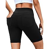 VOOVEEYA 5"/8" High Waisted Yoga Biker Shorts with Pockets for Women - Butt Lifting Workout Spandex Booty Gym Shorts