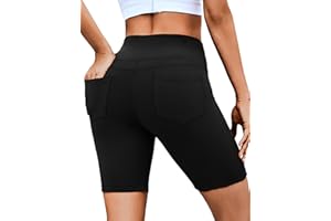 VOOVEEYA 5"/8" High Waisted Yoga Biker Shorts with Pockets for Women - Butt Lifting Workout Spandex Booty Gym Shorts