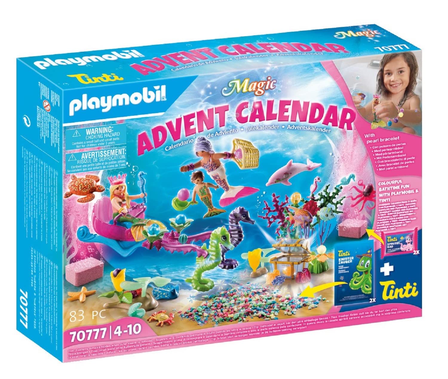 Playmobil 70777 Advent Calendar Bathtime Fun Magical Mermaids, Fun Imaginative Role-Play, PlaySets Suitable for Children Ages 4+