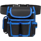 Tool Belt, Small Tool Pouch with Belt Clip, Collapsible Tool Tote, Electrician Tool Pouch, Tool Belts for Men, Utility Pouch with Adjustable Belt for Electrician,Carpenter,Construction (Blue)