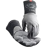 Caiman Premium Split Deerskin TIG Welding Gloves, 4-inch Cuff, Unlined, Kontour, Kevlar Stitching, Gray/Black, Small (1864-3)