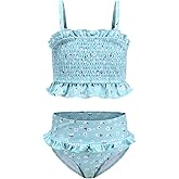 Girls Bikini Swimsuits Two Piece Bathing Suit for Kids Girls Hawaiian Smocked Swimwear 3-16 Years