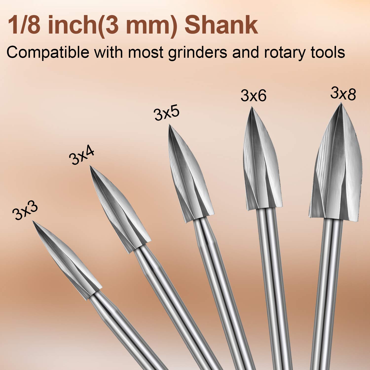 Honoson 15 Pieces Wood Carving and Engraving Drill Bit Set, Including Engraving Drill Accessories Bit and HSS Carbide Wood Milling Burrs for DIY Crafts Supplies