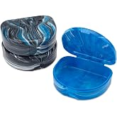 Practicon Marble Retainer Cases, Orthodontic Aligner Case, Mouth Guard Holder (3 Pack) (Midnight)