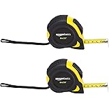 Amazon Basics Self-Locking Tape Measure - 25-Feet (8-Meters), Inch/Metric Scale, MID Accuracy, 2-Pack