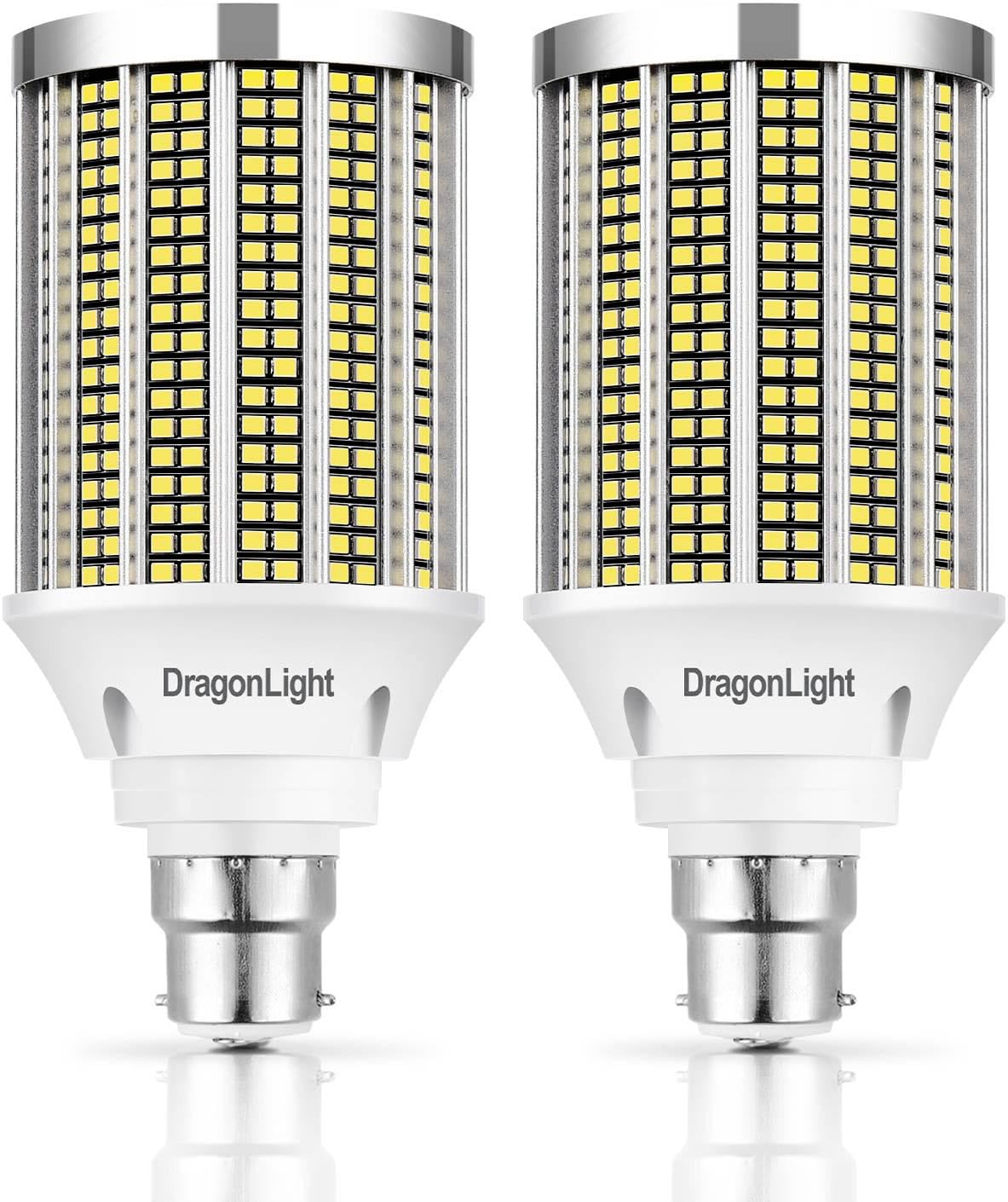 DragonLight Newest 50W Super Bright LED Corn Light Bulbs(400 Watt Equivalent) - B22 Bayonet Cap LED Bulbs - 6000K Daylight 6000 Lumens for Large Area Lighting [Twin Value Pack] — image 1