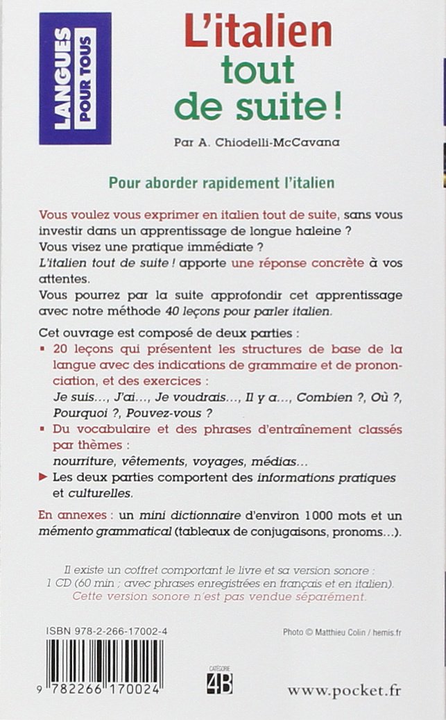 Amazonfr Litalien Tout De Suite Alessandra Chiodelli - 