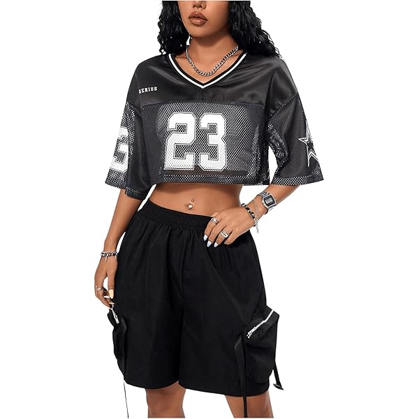 トップス melt the rady cropped Jersey SOLY HUX Jersey Shirts for Women Y2k Crop Tops Streetwear