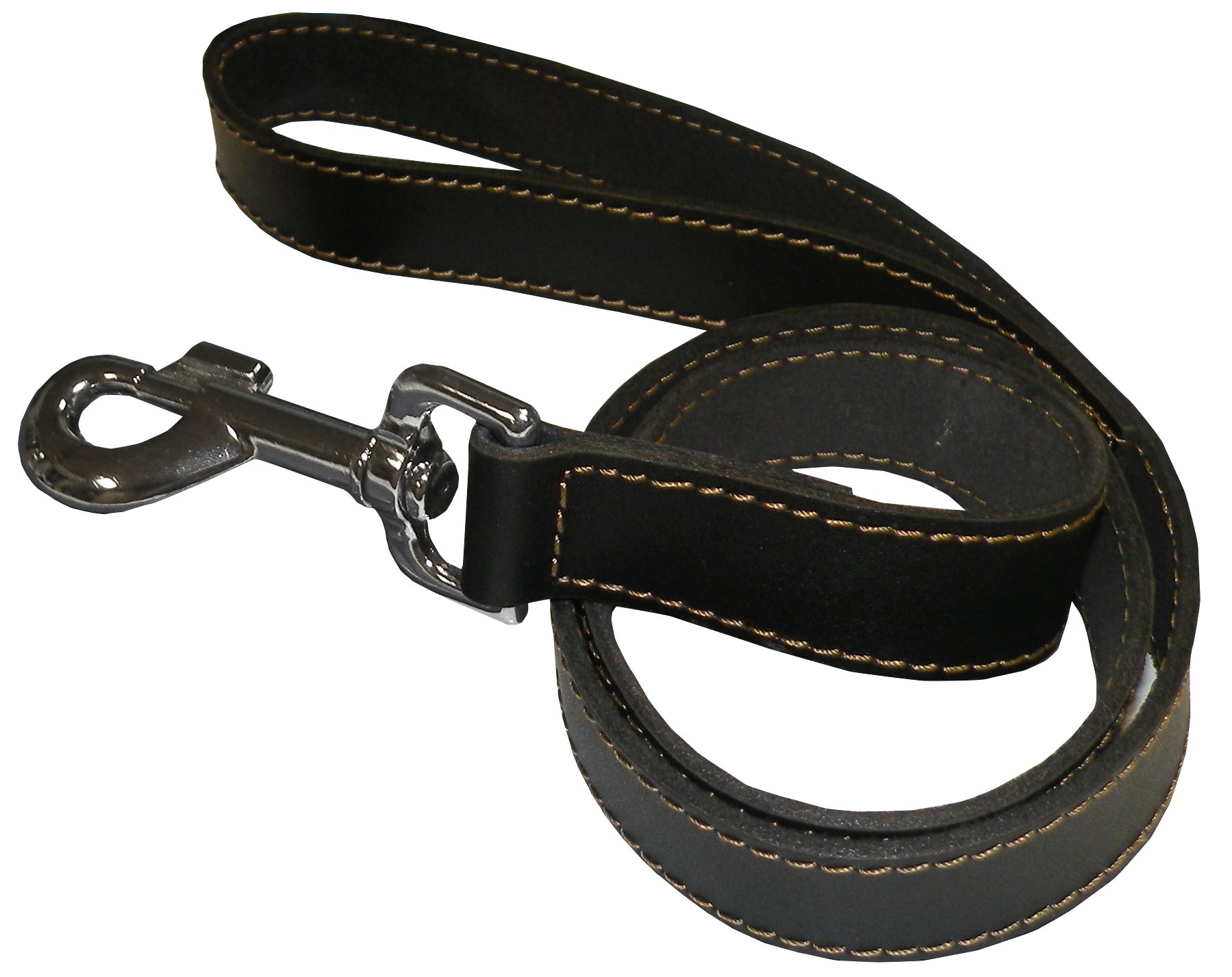 AIME Black Leather Dog Lead, Long Lead 1.2 m, Soft and Durable