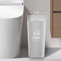 TIPGO Bathroom Trash Can with Lid, 4 Gallon / 15