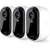 Arlo Essential Security Camera 1080p HD | Outdoor - Indoor | 2nd Gen | Wireless with Spotlight, 2-Way Audio, Color Night Vision, Live Stream, Real Time Notifications, Wide Angle - White, 3 Cameras