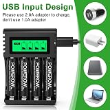 POWEROWL AA Rechargeable Batteries 8 Pack 2800mAh Ni-MH with 4 Bay Charger view 7