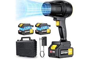 REFFMOV Electric Leaf Blower Cordless with 21V 2 * 3000mAh Batteries and Charger, 400,000RPM Handheld Battery Powered Leaf Blower, One-Touch Speed Adjustment, Lightweight Turbo Blower for Yard, Patio,Garage