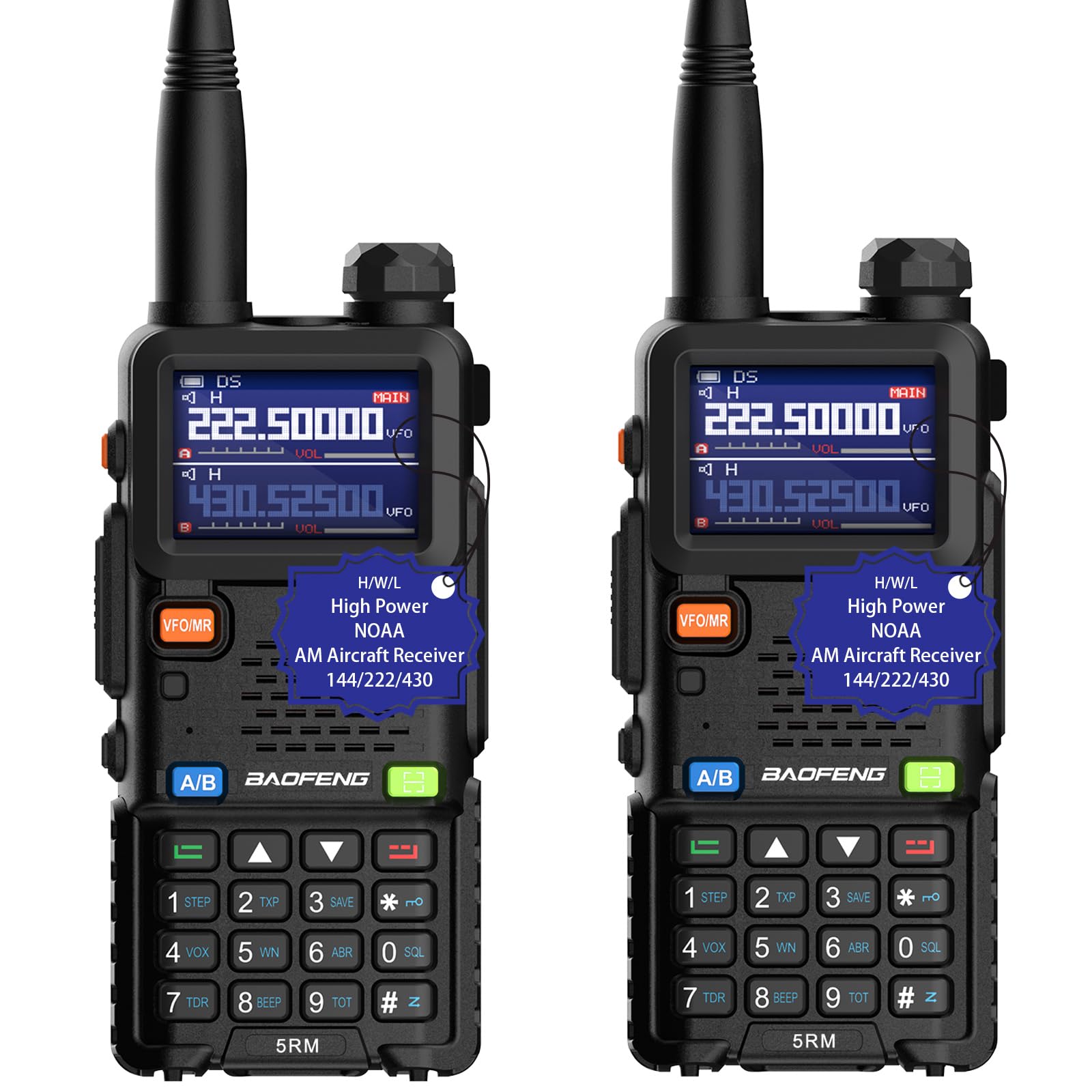 Photo 1 of BAOFENG Radio 5RM 10W Ham Radio Handheld Upgraded of UV-5R Multi-Band Two Way Radio Long Range Walkie Talkies for Adults NOAA Weather Copy Frequency USB C Charger 999CH Outdoor Hiking Camping