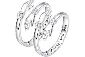 DkakoJew 2Pcs Always with You Hug Ring for Women Teen Girls, Adjustable Ring Jewelry Promise Ring, Best Birthday Gift Christmas Gift