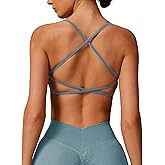 ABOCIW Womens Seamless Backless Sports Bra Open Back Strappy Workout Bras Low Support Criss-Cross Yoga Gym Bra