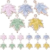 24pcs 4 Colors Maple Leaf Charms Alloy Autumn Fall Leaves Pendants Harvest Tree Leaves Charms Jewelry Making Accessories for DIY Earring Bracelet Necklace Craft Supplies