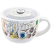 Harry Potter Hogwarts Destination Ceramic Soup Mug Bowl With Vented Lid and Handle For Ice Cream, Cereal, Beverages | Holds 24 Ounces