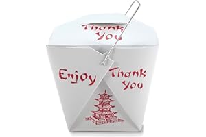FOLD PAK Pack of 50 Chinese Take Out Boxes Pagoda 16 oz/Pint Size Party Favor and Food Pail (50)
