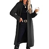 ANRABESS Women Knit Long Cardigan Long Sleeve Open Front Lapel Oversized Sweater Coat 2025 Fall Duster Outerwear Clothes