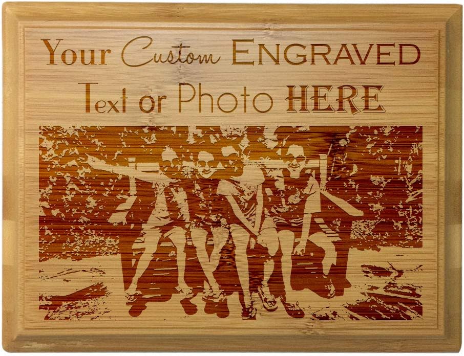 Custom Personalized 3D Laser Engraved Bamboo Finish Plaque with Your Personal Message, Text, Logo, or Photo - Wedding, Housewarming, Anniversary, Birthday, Father's Day, Christmas, Gift (8X10): Kitchen & Dining