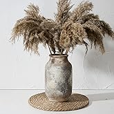 SIDUCAL Rustic Ceramic Farmhouse Flower Large Vase, Whitewashed Terra Cotta Vase, Pottery Decorative Flower for Home Decor, Table, Living Room Decoration, Shelf Decor, Mantel, 9.5 Inch, Terra