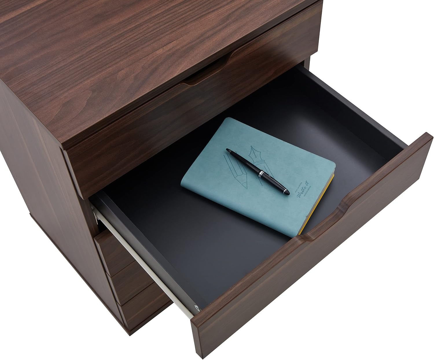 Vicllax 5 Drawer Unit File Cabinet Under Desk Storage Cart for Home Office with Casters, Brown Walnut: Home Improvement