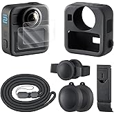 HSU Silicone Sleeve Case for GoPro Max2 | Battery Side Cover &amp; Screen Protectors &amp; Lens Caps &amp; Lanyard, GoPro Max 2 Protective Accessories Kit