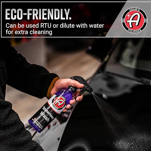 ADAM’S POLISHES WATERLESS WASH (16OZ) – CAR CLEANING CAR WASH SPRAY FOR CAR DETAILING | SAFE ULTRA SLICK LUBRICATING FORMULA, BOAT, MOTORCYCLE, RV | NO GARDEN HOSE, WASH SOAP OR FOAM CANNON NEEDED
