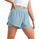 CRZ YOGA Girls Feathery-Fit Soft 2 in 1 Dolphin Athletic Shorts - Tennis Soccer Running Casual Liner Pockets Kids Teen