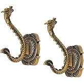 MfhdgXAvs Vintage Wall Hooks Heavy Duty Wall Mounted, Vintage Hooks 2Pcs Coat Hooks Decorative Hook for Coats, Towels, Keys & Purse Rust Resistant & Easy Installation Kit Included (Bronze Dragon)