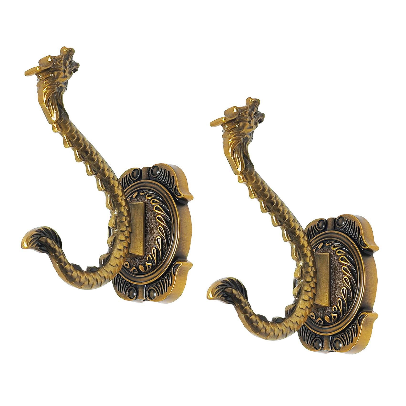 Photo 1 of MfhdgXAvs Vintage Wall Hooks Heavy Duty Wall Mounted, Vintage Hooks 2Pcs Coat Hooks Decorative Hook for Coats, Towels, Keys & Purse Rust Resistant & Easy Installation Kit Included (Bronze Dragon)
