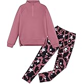 Coedody Girls Clothes Fashion Half Zip Sweatshirt Tie Dye Pants 2 Piece Girls Outfits Size 6-14Y Kids Activewear Set