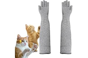 MANON ROSA Pet Handling Gloves – 16" Extra-Long Cat Grooming Arm Sleeves, Anti-Scratch Protective Sleeves for Nail Trimming