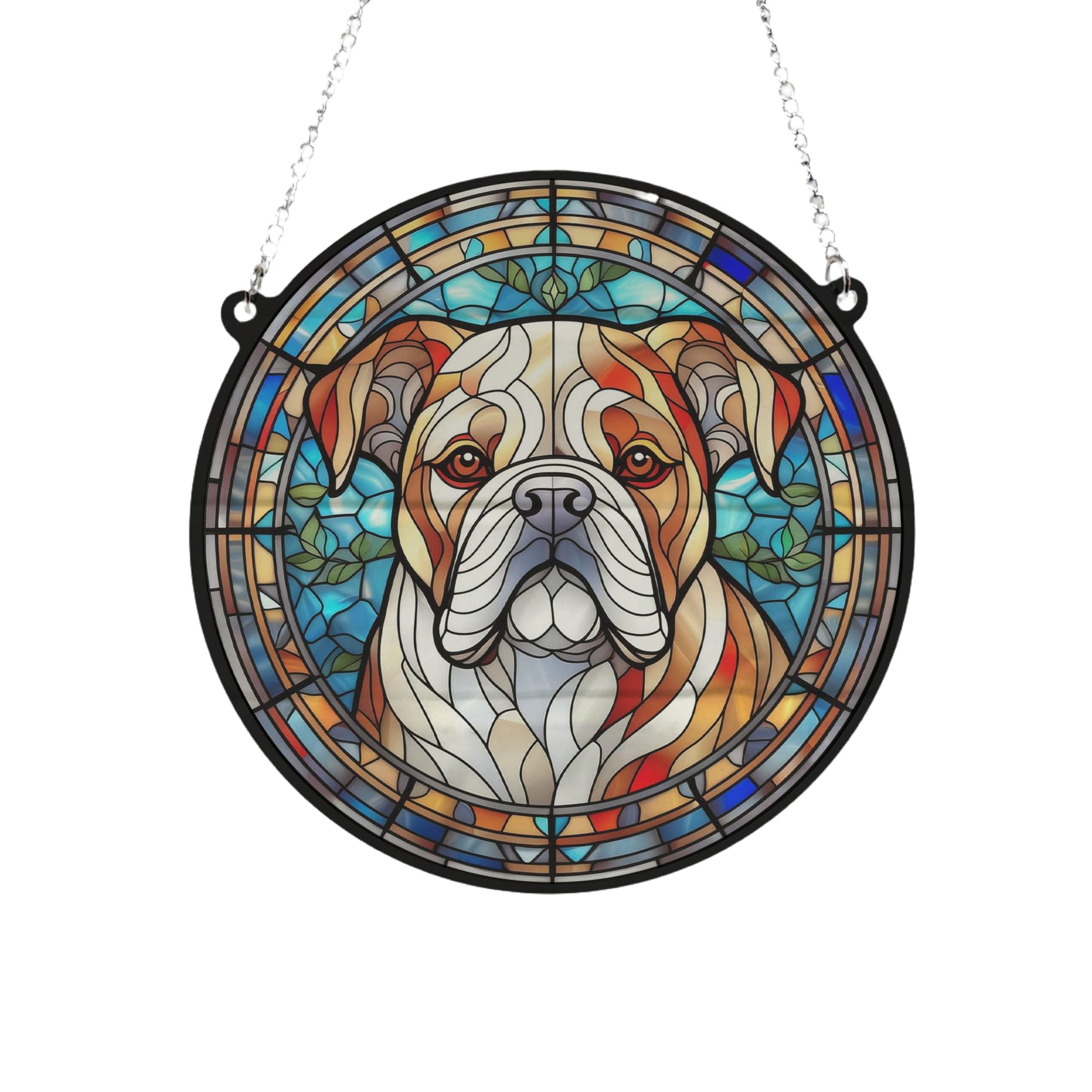 Image Industry Bulldog Stained Glass Effect Suncatcher - Garden Gift - Dog Gift - Pet Memorial (13cm)