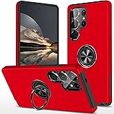 Dionsibei Case for Samsung Galaxy S25 Ultra Case Military Grade Shockproof Built-in Ring Holder Kickstand Car Mount Armor Heavy Duty Protective for Galaxy S25 Ultra Phone Case (Red)