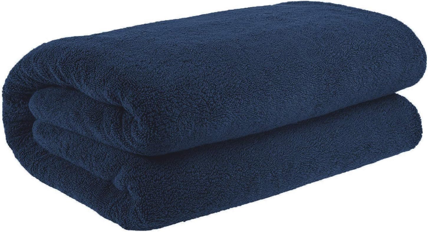 40x80 Inches Jumbo Size, Thick & Large 650 GSM Genuine Ringspun Cotton Bath Sheet, Luxury Hotel & Spa Quality, Absorbent & Soft Decorative Kitchen & Bathroom Turkish Towels, Navy Blue