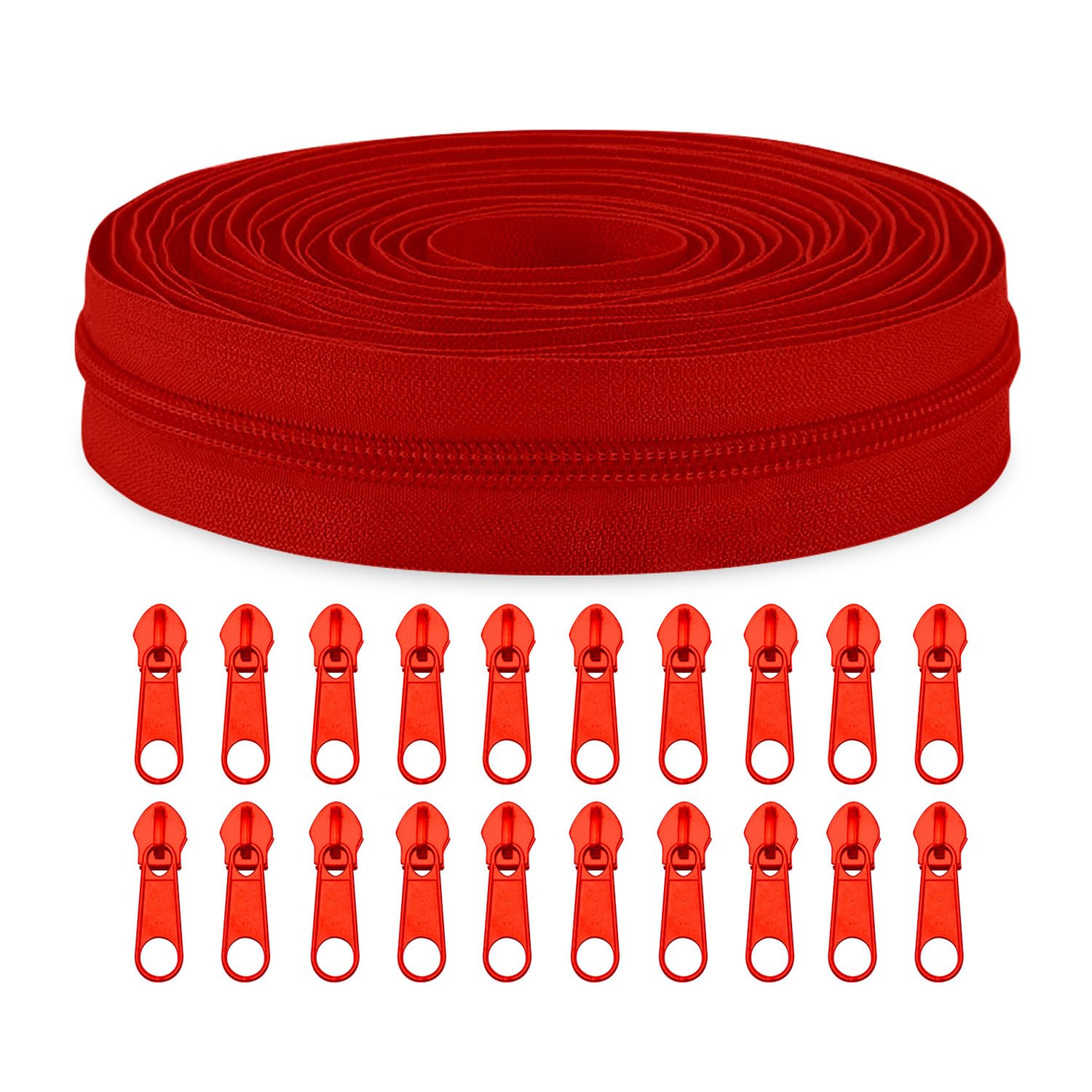Sawoake #5 Nylon Coil Zippers by The Yard Bulk 10 Yards with 20pcs Zipper Sliders for DIY Sewing Tailor Craft Bag Garment Home Textile…(DeepRed)