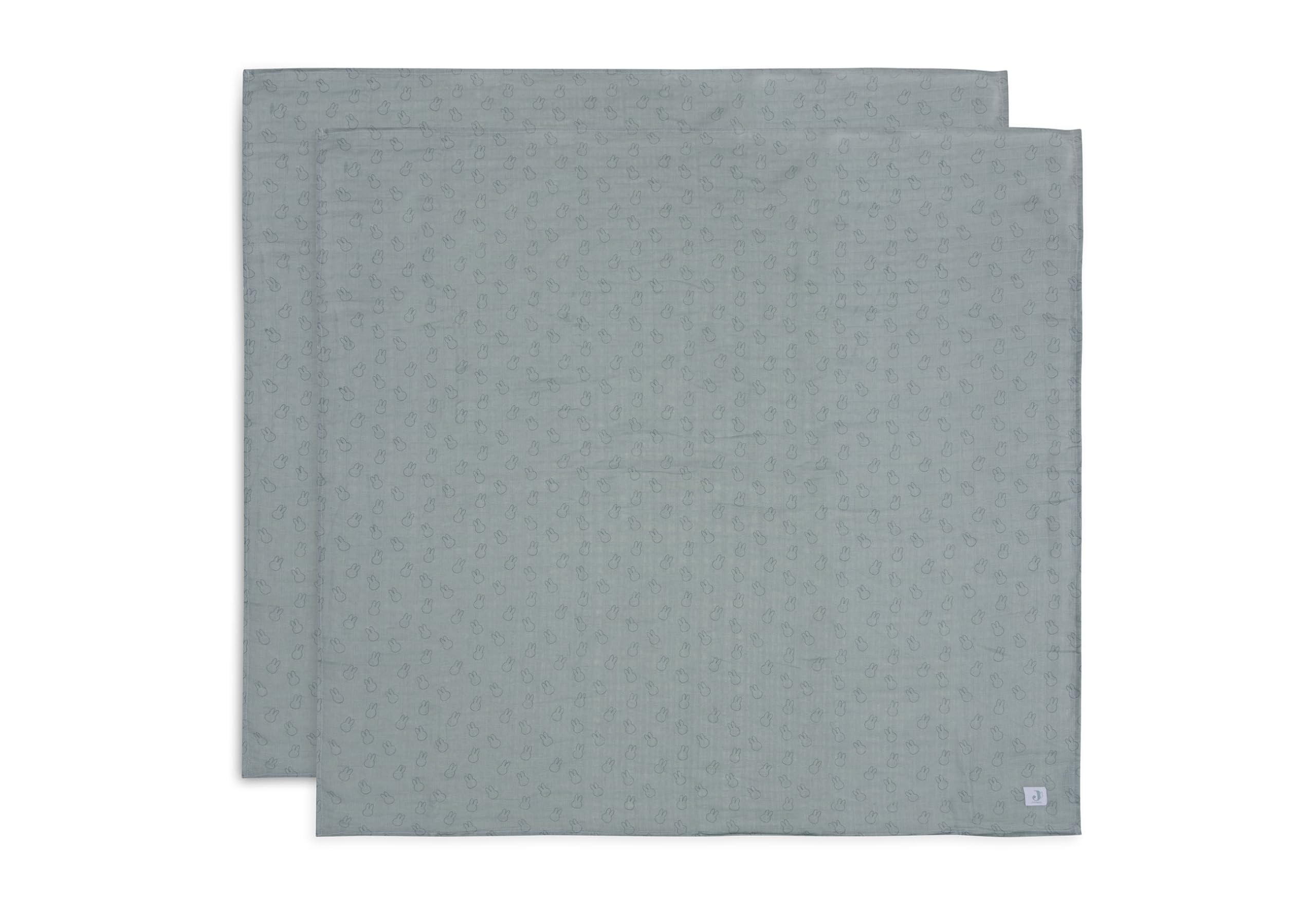 Jollein Baby Muslin Cloth - Miffy Silhouettes, Sea Green - Pack of 2-115 x 115 cm - 100% Cotton - Burp Cloths Baby - Oeko-Tex Certified