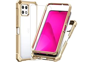Ailiber for TMobile REVVL 7 5G Case, Clear Transparent [Anti Yellowing], with [Screen Protector], Dual Layer Shockproof Bumper, Silicone Cell Phone Case for T-Mobile Metro REVVL 7 5G-Gold