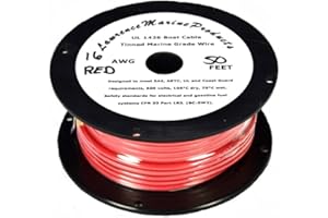 LAWRENCE MARINE PRODUCTS 16 AWG Tinned Marine Primary Wire, Red, 50 Feet