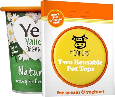 MOOPOPS Pot Tops - 2 Reusable Silicone Airtight Covers for Yoghurt Pots