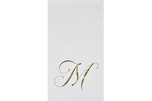 Gift Boutique 100 Gold Monogram Guest Napkins Letter M Disposable Paper Pack Elegant Metallic Golden Foil Dinner Hand Napkin for Bathroom Powder Room Wedding Holiday Baby Shower Decorative Towels