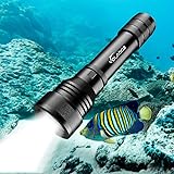 VOLADOR Scuba Diving Flashlight, 2000 Lumens Underwater Flashlight Rechargeable Night Dive Torch Light with Battery and Charger