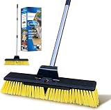 TDBS Heavy Duty Garden Broom 16" Stiff Bristles Stainless Handle view 1
