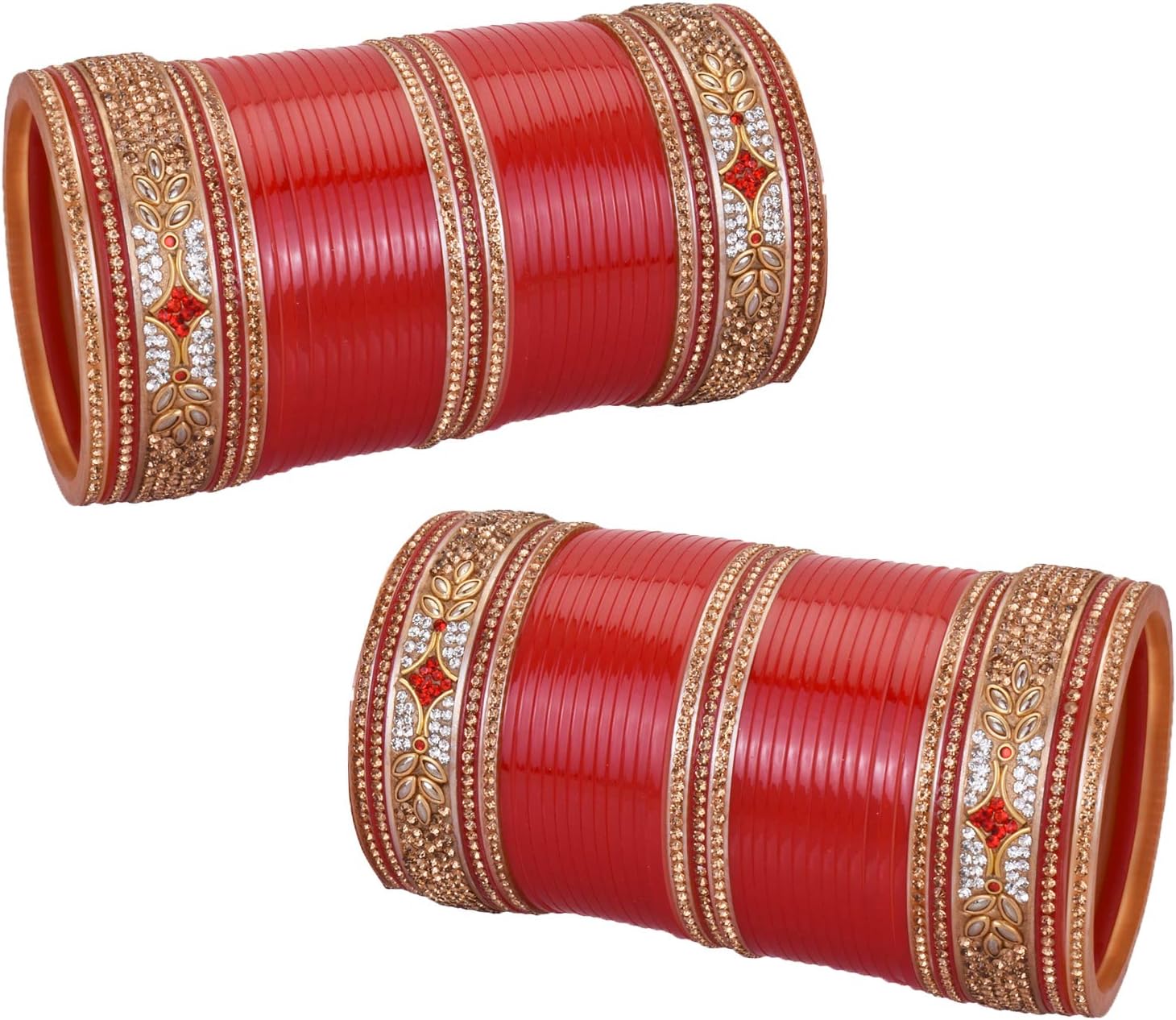 Ethnic Bridal Chura Set Red Punjabi CZ Indian Fashion Chuda Wedding Bangles
