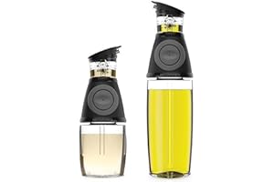 Belwares Oil Dispenser for Kitchen - Olive Oil Dispenser Bottle for Kitchen - Oil and Vinegar Dispenser Set - Cooking Essentials - 17 oz and 8.5 oz Glass Bottles with Precision Pouring Measurements