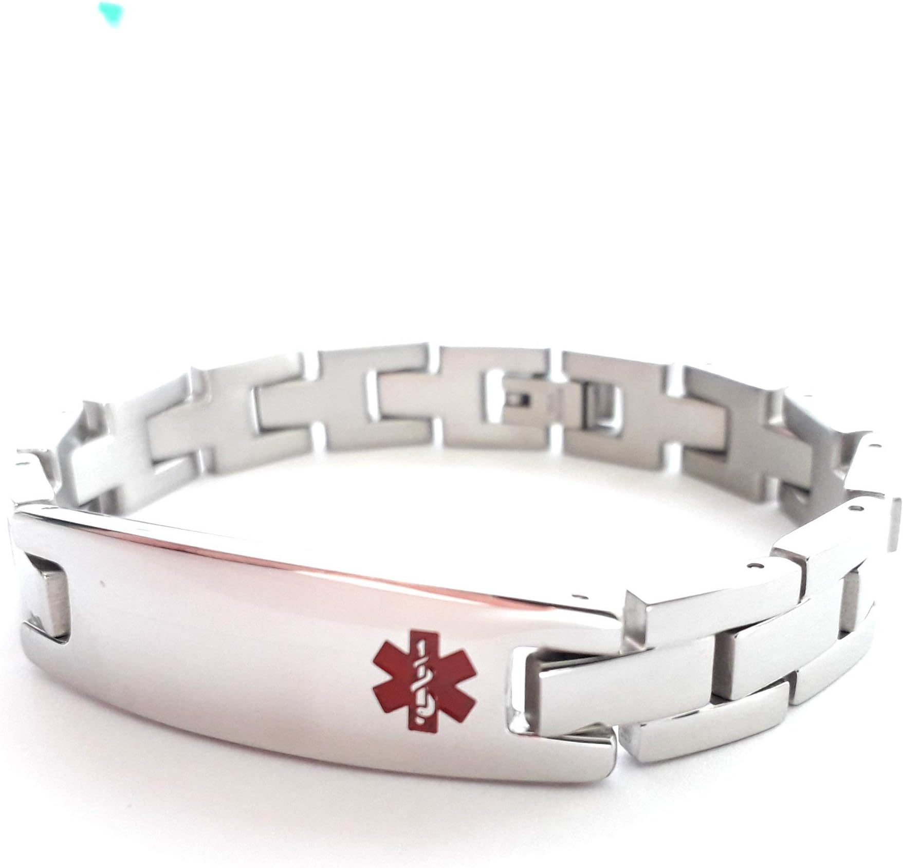 Medical Bracelet, Medical Alert Bracelet, Stainless Steel Engravable Medical ID Bracelet for Mens, Ladies, Unisex Design, Small and Large Wrist Size