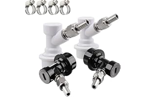 【2 Pairs】MRbrew Ball Lock Disconnect Set, Home Brew Ball Lock Keg Fittings with MFL Thread Swivel Nuts, Corny Keg Fittings with Stainless Steel 5/16'' Gas & 1/4'' Liquid Barbs & Extra 4 Hose Clamps